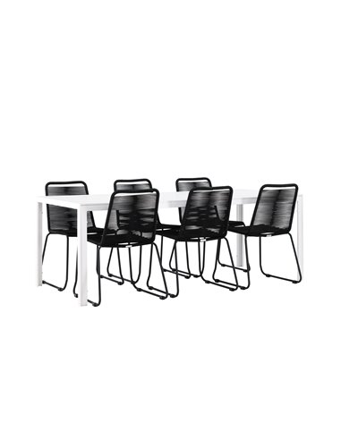 Matgrupp Break med Lindos matstolar, 205 × 90 cm