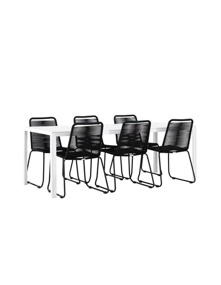 Matgrupp Break med Lindos matstolar, 205 × 90 cm