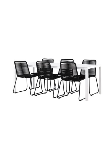 Matgrupp Break med Lindos matstolar, 205 × 90 cm