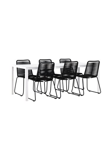 Matgrupp Break med Lindos matstolar, 205 × 90 cm