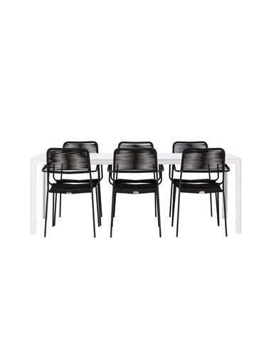 Matgrupp Break med Lindos matstolar, 205 × 90 cm