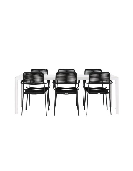 Matgrupp Break med Lindos matstolar, 205 × 90 cm