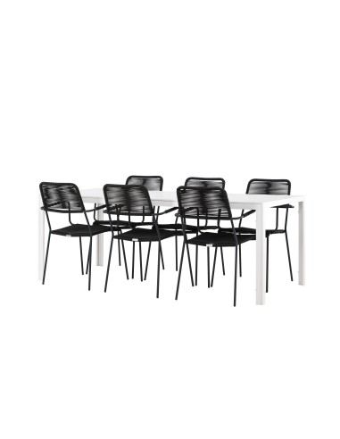 Matgrupp Break med Lindos matstolar, 205 × 90 cm