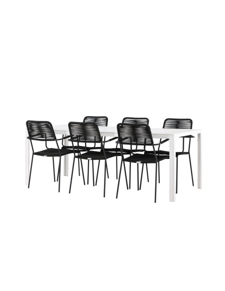 Matgrupp Break med Lindos matstolar, 205 × 90 cm
