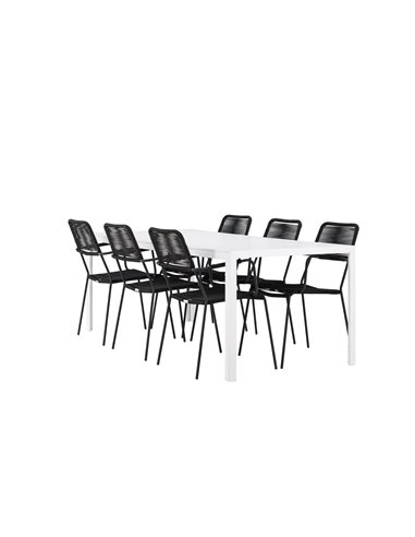 Matgrupp Break med Lindos matstolar, 205 × 90 cm