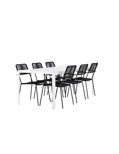 Matgrupp Break med Lindos matstolar, 205 × 90 cm