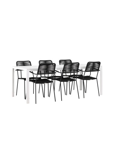 Matgrupp Break med Lindos matstolar, 205 × 90 cm