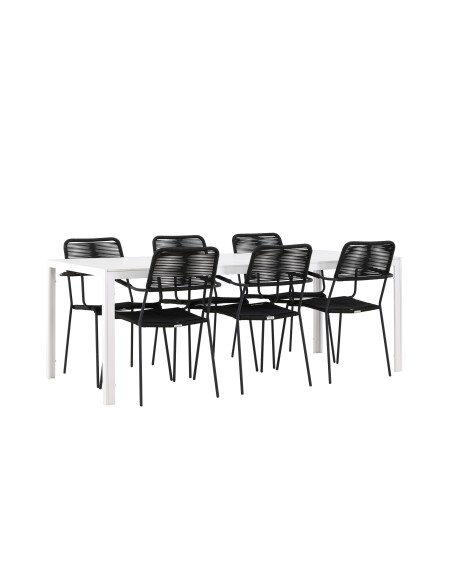 Matgrupp Break med Lindos matstolar, 205 × 90 cm
