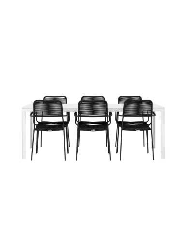 Matgrupp Break med Lindos matstolar, 205 × 90 cm