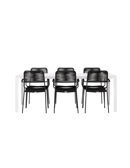 Matgrupp Break med Lindos matstolar, 205 × 90 cm