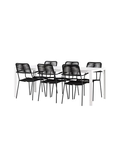 Matgrupp Break med Lindos matstolar, 205 × 90 cm