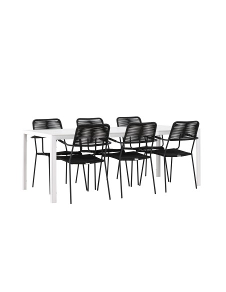 Matgrupp Break med Lindos matstolar, 205 × 90 cm