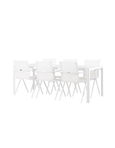 Matgrupp Break med Alina matstolar, 205 × 90 cm