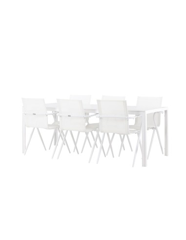 Matgrupp Break med Alina matstolar, 205 × 90 cm
