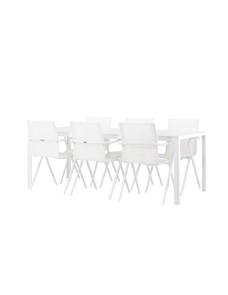 Matgrupp Break med Alina matstolar, 205 × 90 cm
