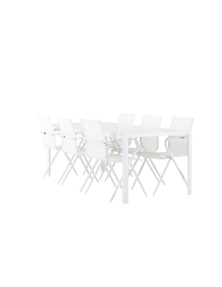 Matgrupp Break med Alina matstolar, 205 × 90 cm
