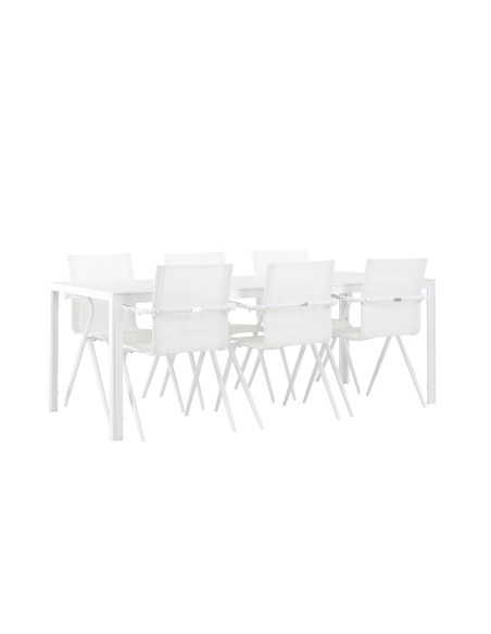 Matgrupp Break med Alina matstolar, 205 × 90 cm
