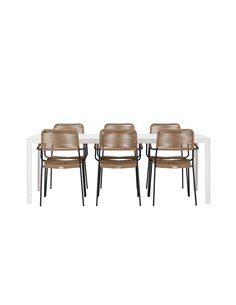 Matgrupp Break med Lindos matstolar, 205 × 90 cm