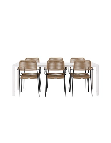 Matgrupp Break med Lindos matstolar, 205 × 90 cm