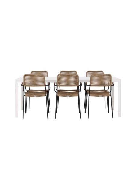 Matgrupp Break med Lindos matstolar, 205 × 90 cm