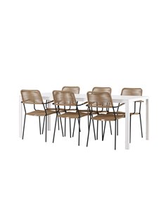 Matgrupp Break med Lindos matstolar, 205 × 90 cm 2