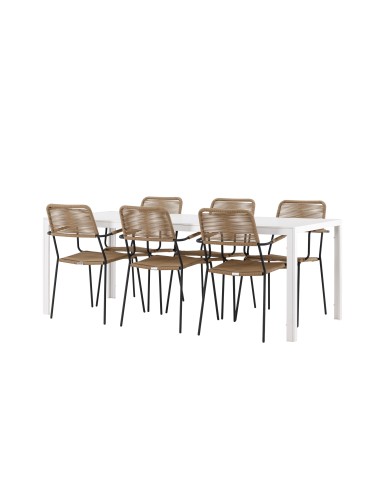 Matgrupp Break med Lindos matstolar, 205 × 90 cm