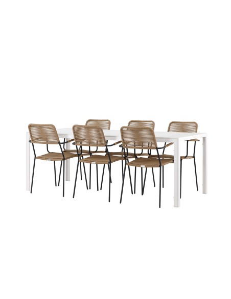 Matgrupp Break med Lindos matstolar, 205 × 90 cm