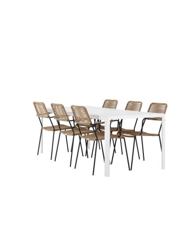 Matgrupp Break med Lindos matstolar, 205 × 90 cm