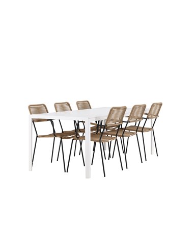 Matgrupp Break med Lindos matstolar, 205 × 90 cm