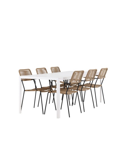 Matgrupp Break med Lindos matstolar, 205 × 90 cm