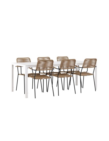 Matgrupp Break med Lindos matstolar, 205 × 90 cm