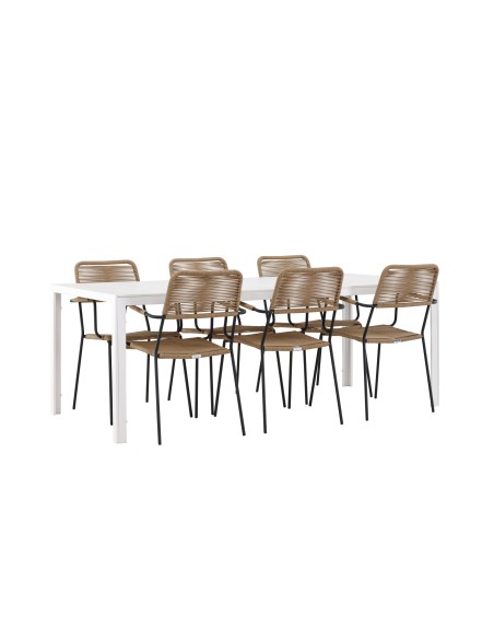 Matgrupp Break med Lindos matstolar, 205 × 90 cm