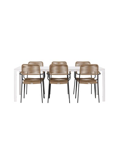 Matgrupp Break med Lindos matstolar, 205 × 90 cm