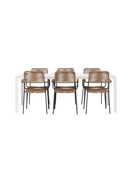 Matgrupp Break med Lindos matstolar, 205 × 90 cm