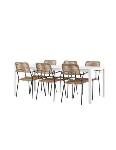 Matgrupp Break med Lindos matstolar, 205 × 90 cm