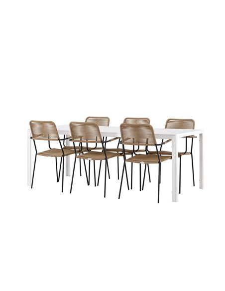 Matgrupp Break med Lindos matstolar, 205 × 90 cm
