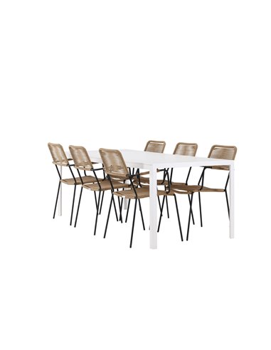 Matgrupp Break med Lindos matstolar, 205 × 90 cm