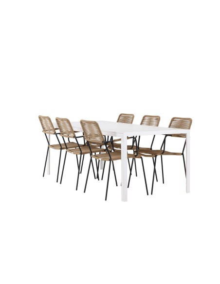 Matgrupp Break med Lindos matstolar, 205 × 90 cm