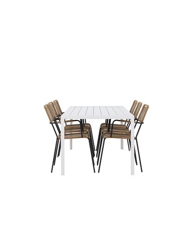 Matgrupp Break med Lindos matstolar, 205 × 90 cm