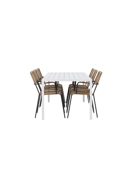 Matgrupp Break med Lindos matstolar, 205 × 90 cm