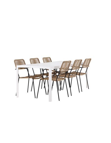 Matgrupp Break med Lindos matstolar, 205 × 90 cm