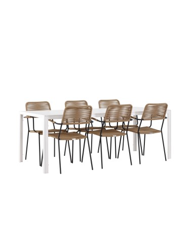 Matgrupp Break med Lindos matstolar, 205 × 90 cm