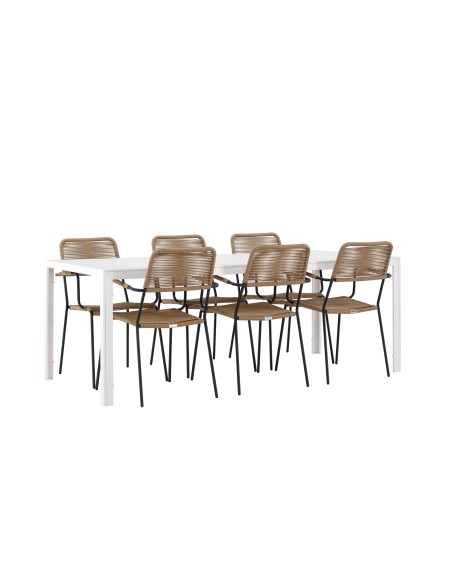 Matgrupp Break med Lindos matstolar, 205 × 90 cm