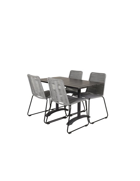 Matgrupp Denver med Lindos matstolar, 120 × 69 cm