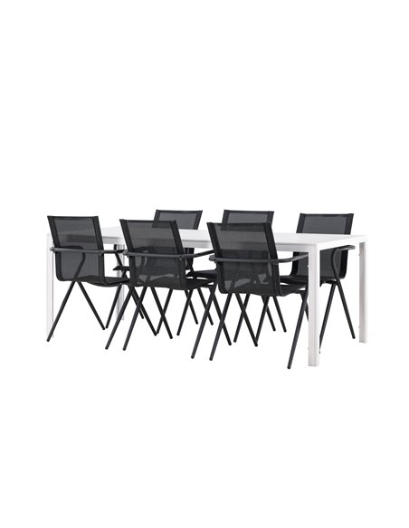 Matgrupp Break med Alina matstolar, 205 × 90 cm