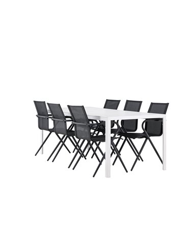 Matgrupp Break med Alina matstolar, 205 × 90 cm