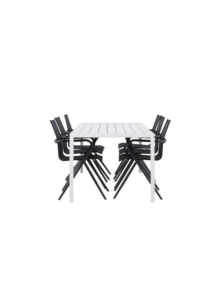 Matgrupp Break med Alina matstolar, 205 × 90 cm