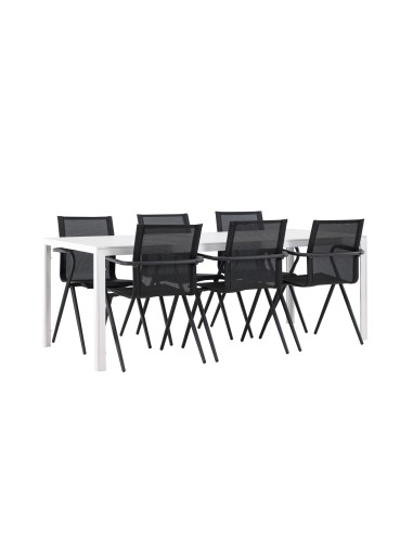 Matgrupp Break med Alina matstolar, 205 × 90 cm