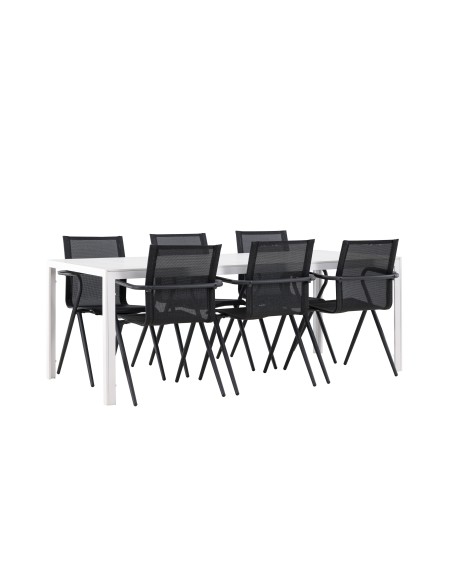 Matgrupp Break med Alina matstolar, 205 × 90 cm