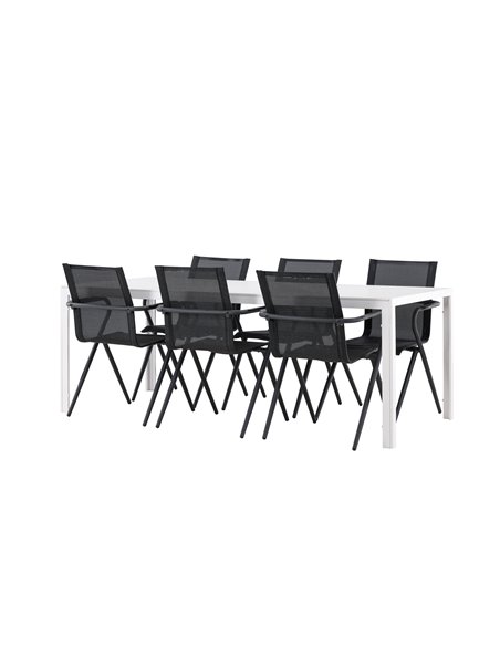 Matgrupp Break med Alina matstolar, 205 × 90 cm